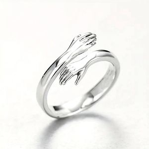 925 Sterling Silver Love Hug Ring Adjustable